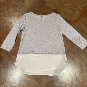 Ana Gray and White Long Sleeve Top Women’s Size Small